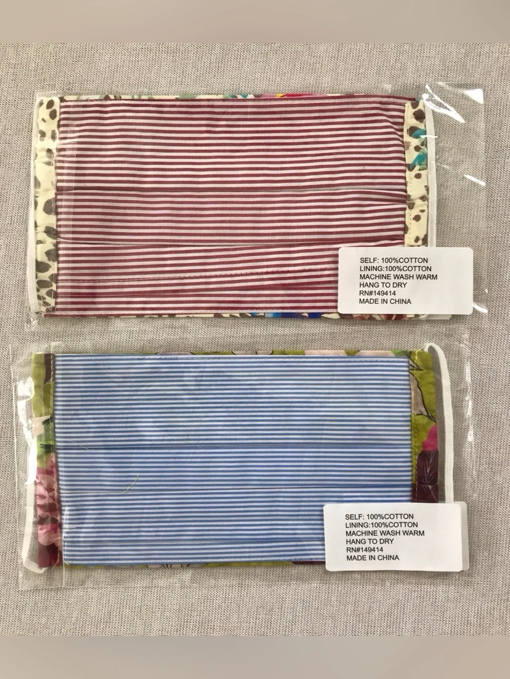 Johnny Was NWT Cotton Face Masks Duo Green & Pink Floral & Beige Animal Print